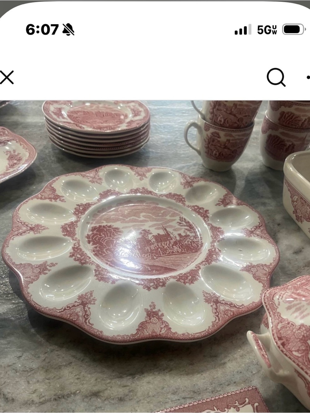Johnson Brothers Pink and Cream Deviled Egg Plate